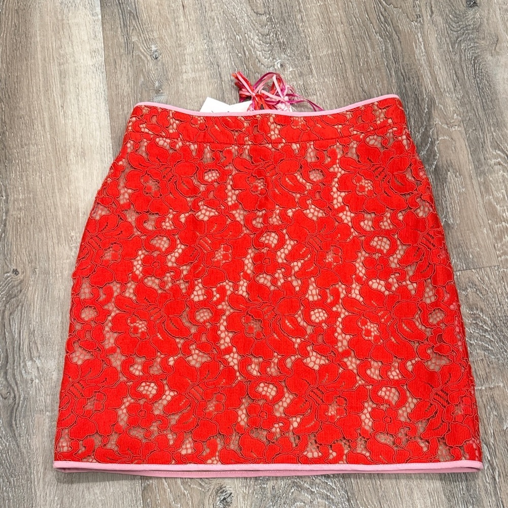 NWT M S G M  Milano Elegant Red Lace Skirt sz 42  sz m/l